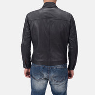 Austere Matte Black Leather Biker Jacket by Dash Racegear - men Jacket view 5