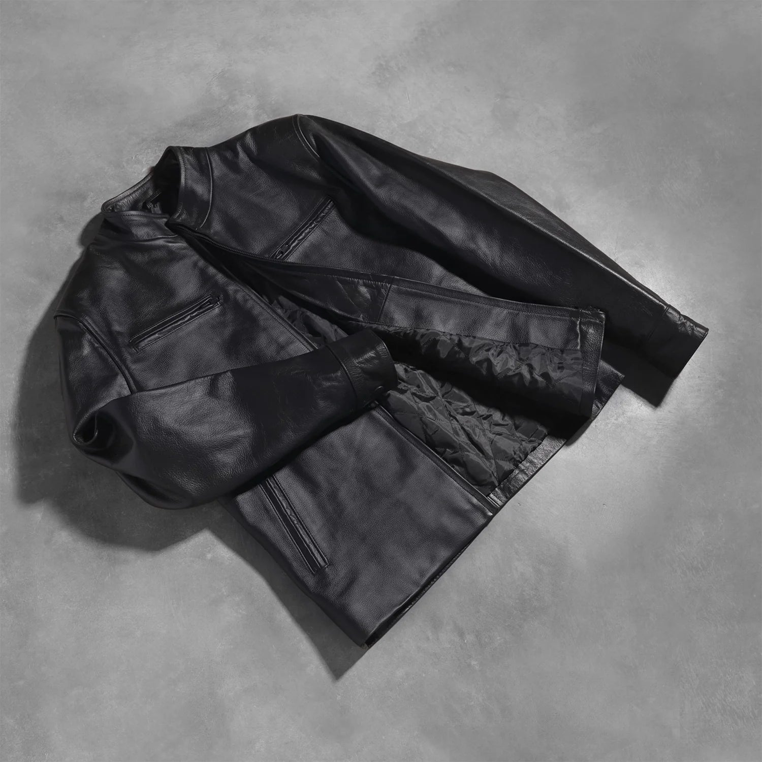 Austere Matte Black Leather Biker Jacket by Dash Racegear - men Jacket view 8