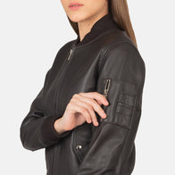 Ava Ma-1 Brown Leather Bomber Jacket by Dash Racegear - unisex Jacket view 6