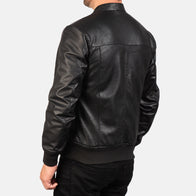 Avan Black Leather Bomber Jacket by Dash Racegear - men Jacket view 5