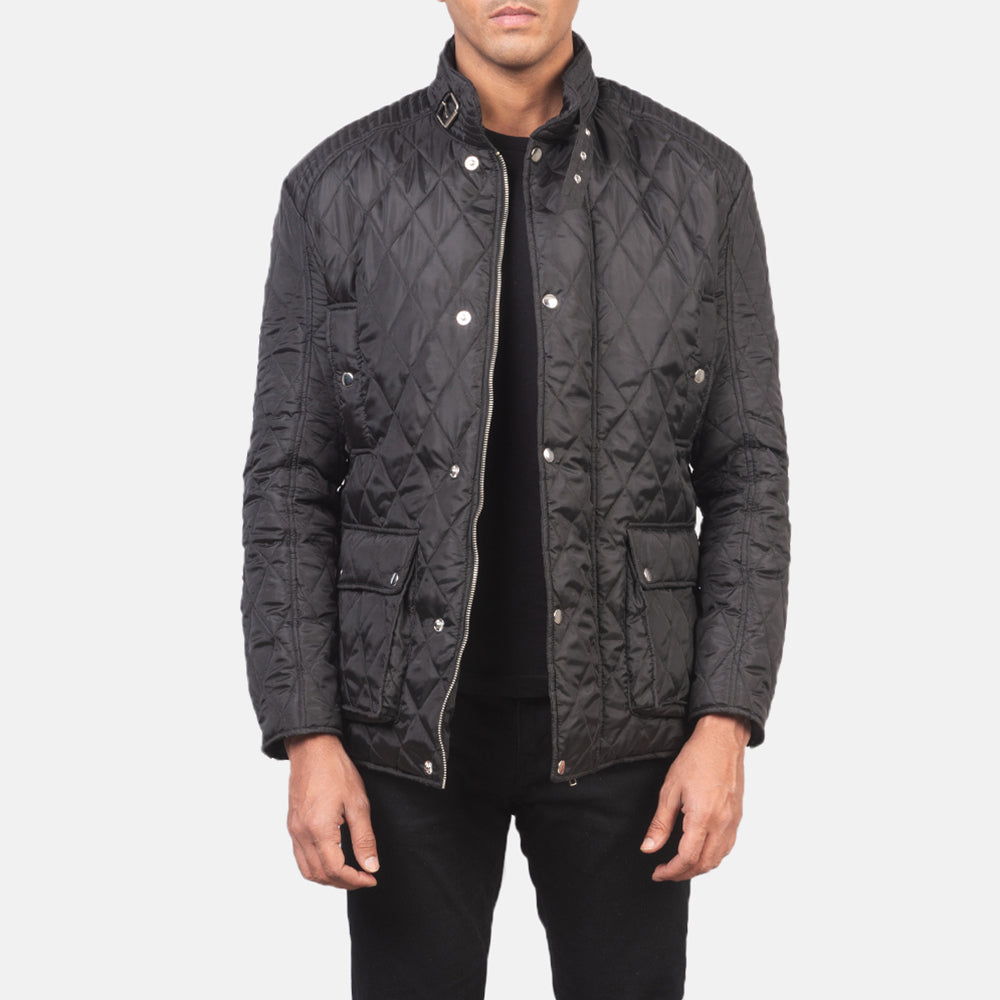 Barry Quilted Black Windbreaker Jacket by Dash Racegear - men Jacket view 1