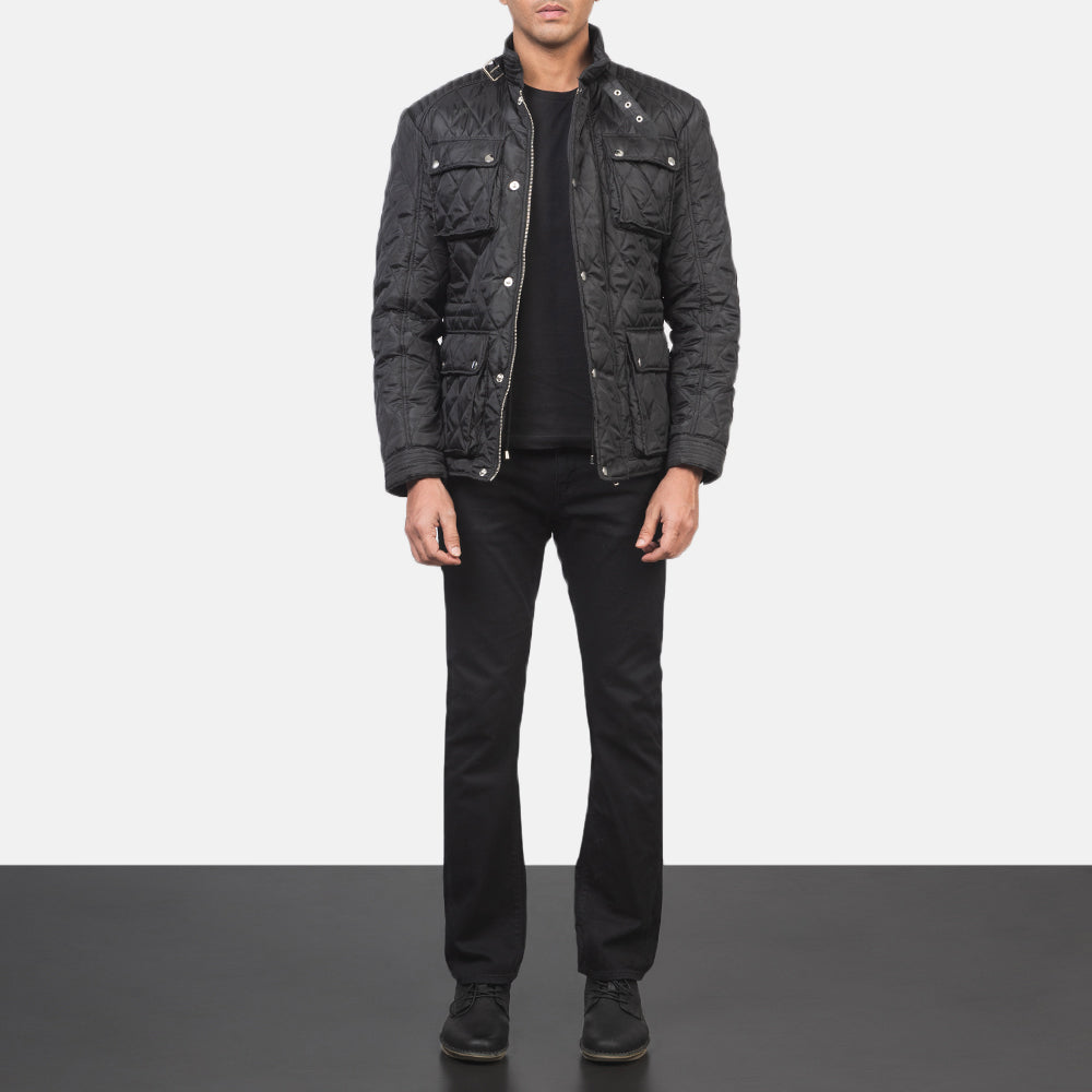 Barry Quilted Black Windbreaker Jacket by Dash Racegear - men Jacket view 3