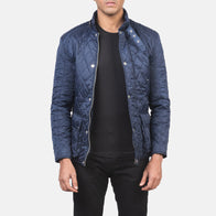 Barry Quilted Blue Windbreaker Jacket by Dash Racegear - men Jacket view 1