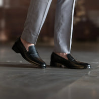 Baxton Black Leather Loafers by Dash Racegear - men Leather Shoes view 8