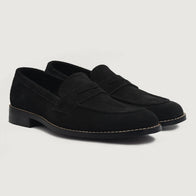 Baxton Black Suede Leather Loafers by Dash Racegear - men Leather Shoes view 1