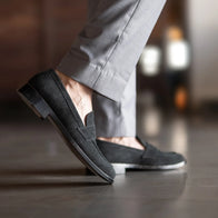 Baxton Black Suede Leather Loafers by Dash Racegear - men Leather Shoes view 10