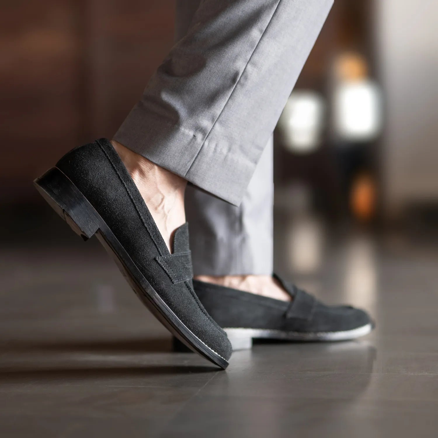 Baxton Black Suede Leather Loafers by Dash Racegear - men Leather Shoes view 10