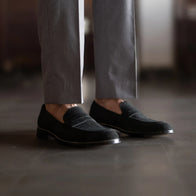Baxton Black Suede Leather Loafers by Dash Racegear - men Leather Shoes view 7