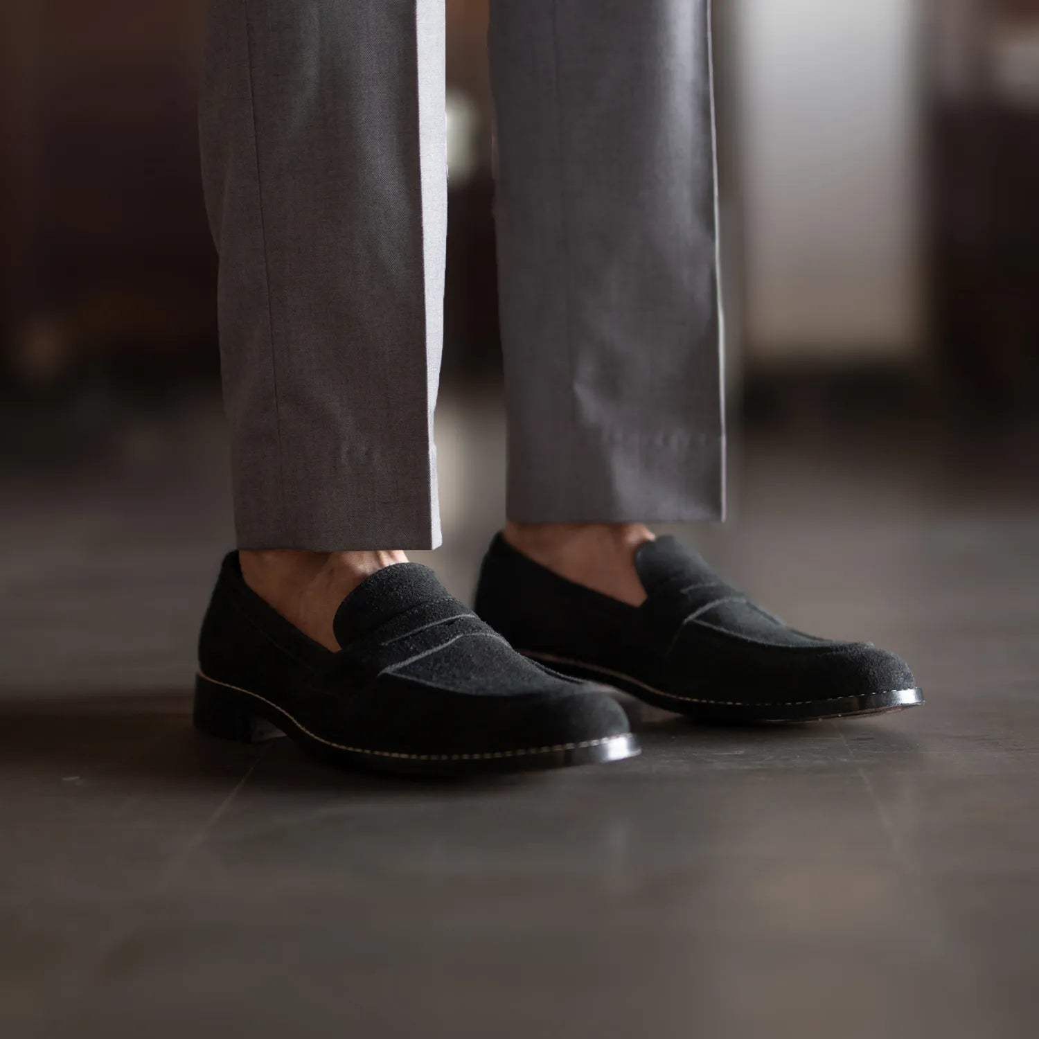 Baxton Black Suede Leather Loafers by Dash Racegear - men Leather Shoes view 7
