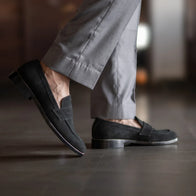 Baxton Black Suede Leather Loafers by Dash Racegear - men Leather Shoes view 8