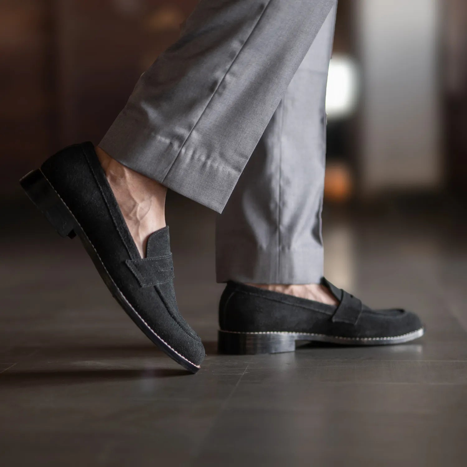 Baxton Black Suede Leather Loafers by Dash Racegear - men Leather Shoes view 8