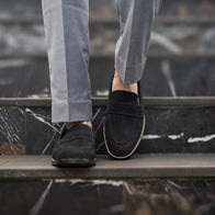 Baxton Black Suede Leather Loafers by Dash Racegear - men Leather Shoes view 9