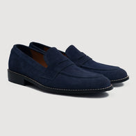 Baxton Blue Suede Leather Loafers by Dash Racegear - unisex Leather Shoes view 1