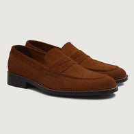 Baxton Brown Suede Leather Loafers by Dash Racegear - men Leather Shoes view 1