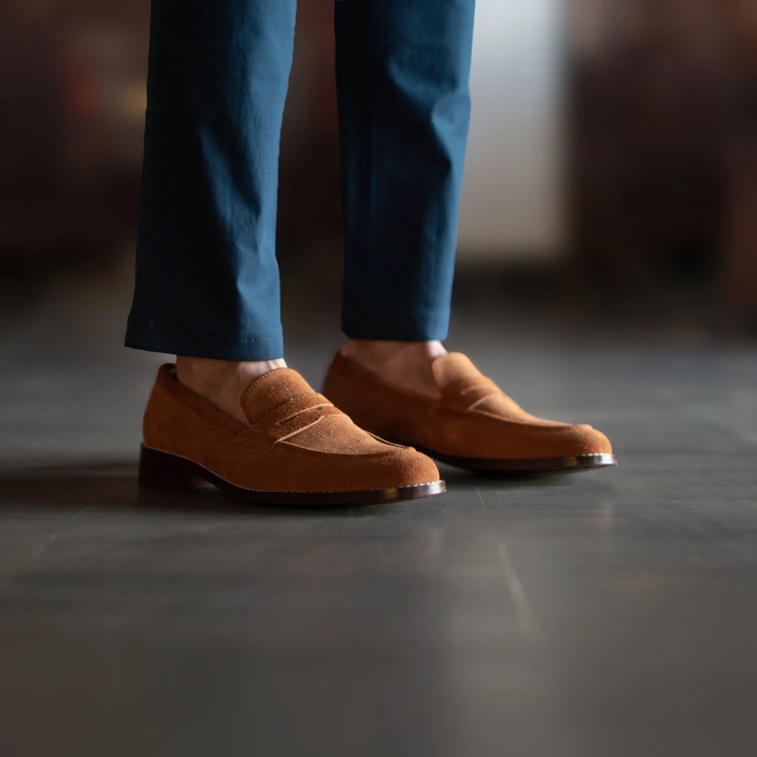 Baxton Brown Suede Leather Loafers by Dash Racegear - men Leather Shoes view 7