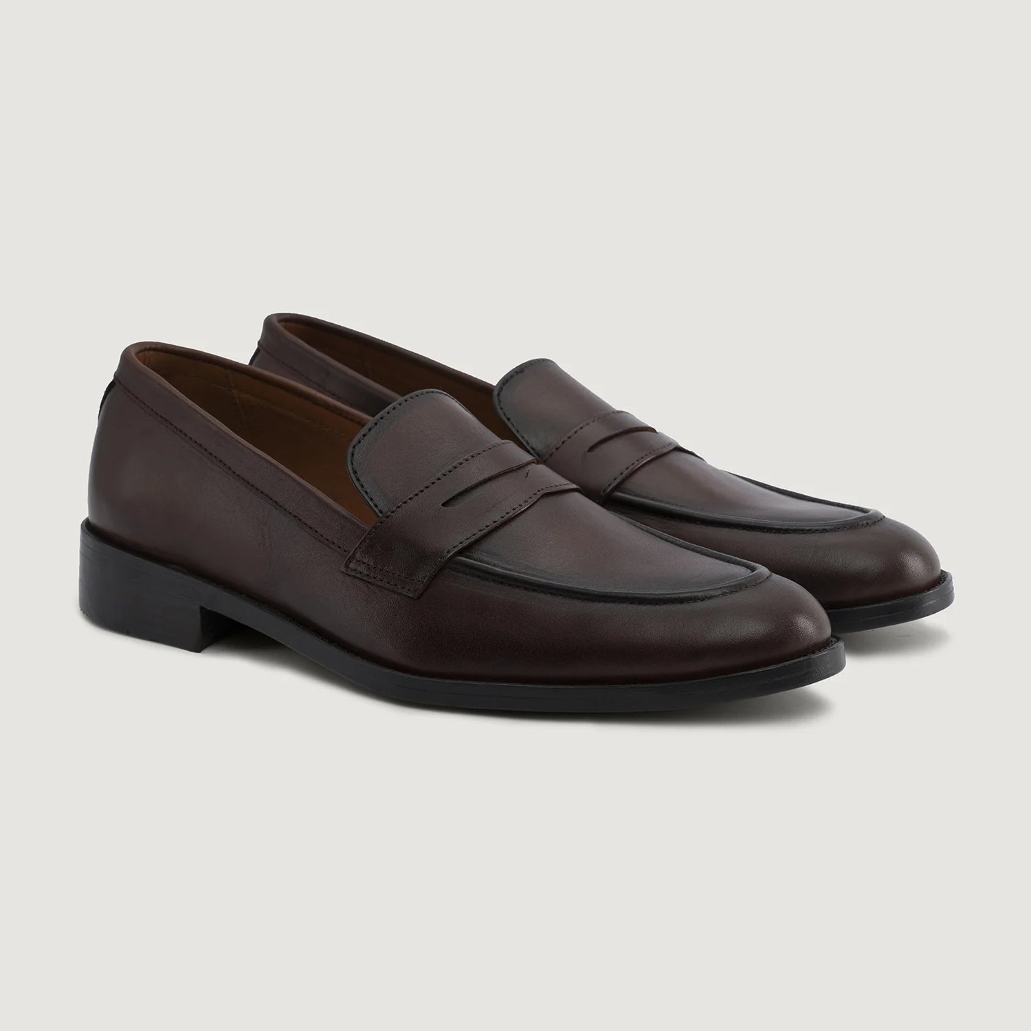 Baxton Burnished Brown Leather Loafers by Dash Racegear - men Leather Shoes view 1