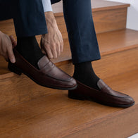 Baxton Burnished Brown Leather Loafers by Dash Racegear - men Leather Shoes view 10