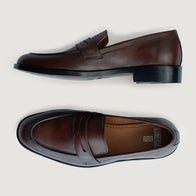 Baxton Burnished Brown Leather Loafers by Dash Racegear - men Leather Shoes view 3