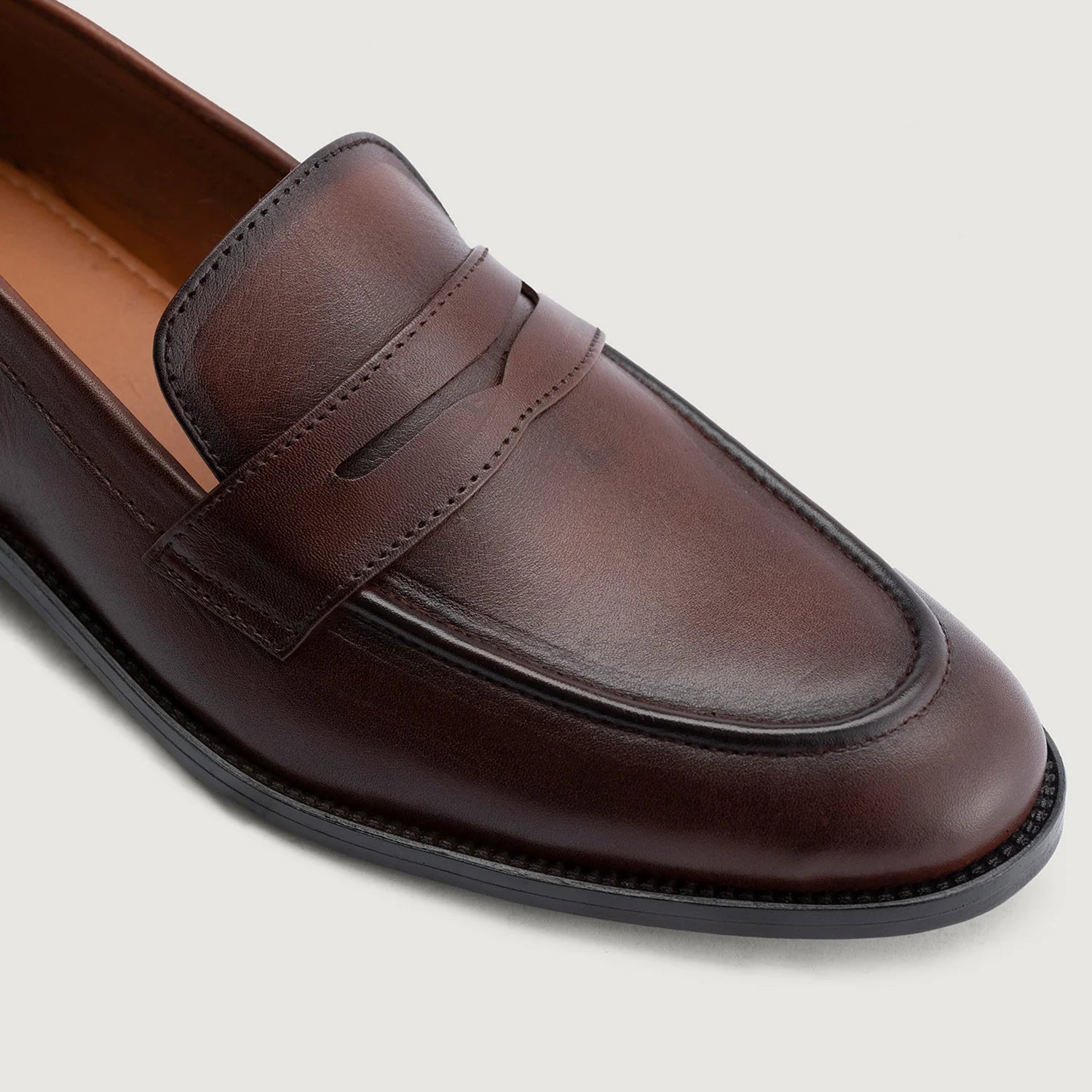 Baxton Burnished Brown Leather Loafers by Dash Racegear - men Leather Shoes view 5