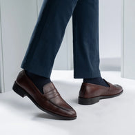 Baxton Burnished Brown Leather Loafers by Dash Racegear - men Leather Shoes view 8