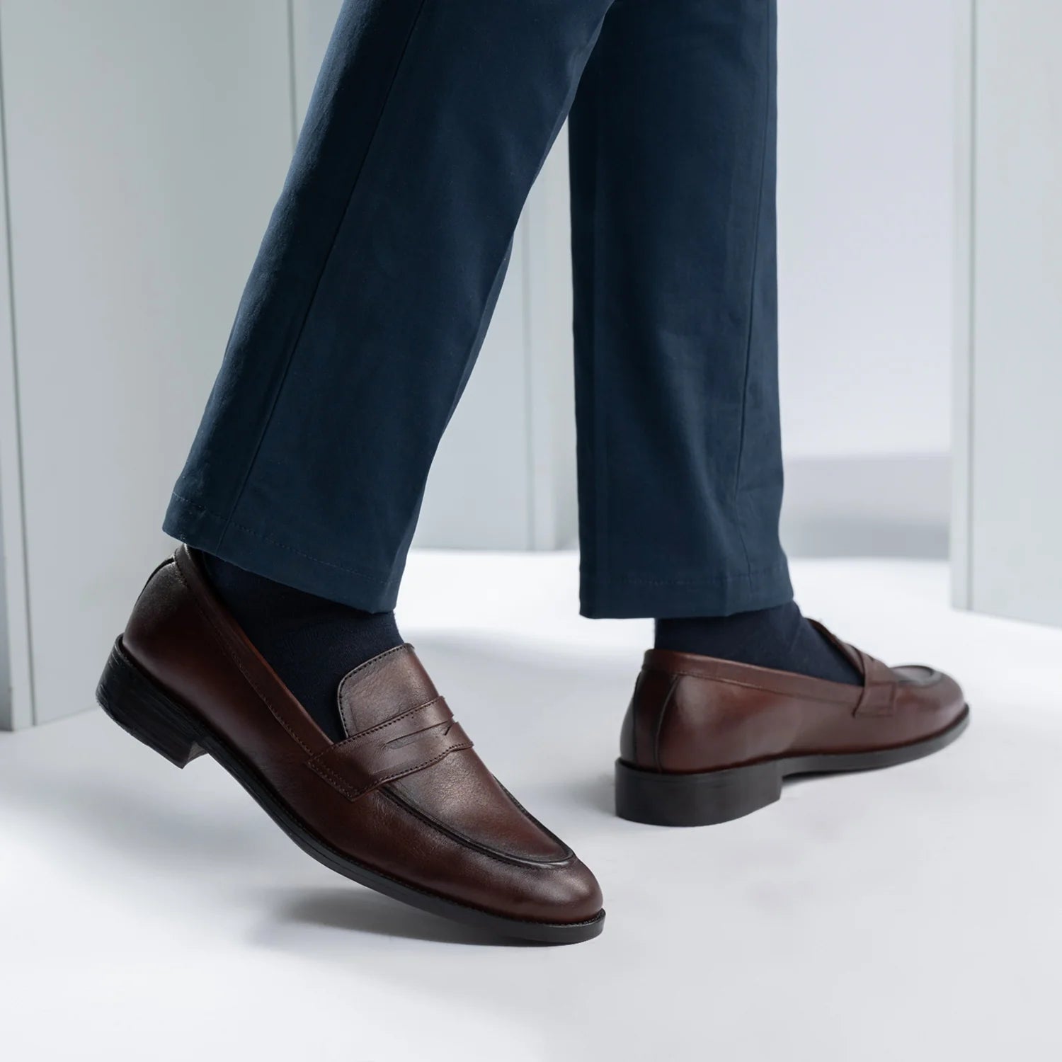 Baxton Burnished Brown Leather Loafers by Dash Racegear - men Leather Shoes view 8