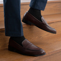 Baxton Burnished Brown Leather Loafers by Dash Racegear - men Leather Shoes view 9
