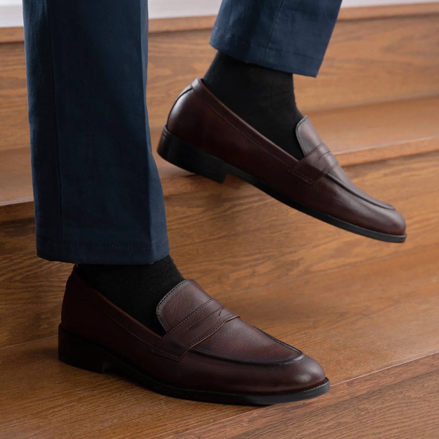 Baxton Burnished Brown Leather Loafers by Dash Racegear - men Leather Shoes view 9
