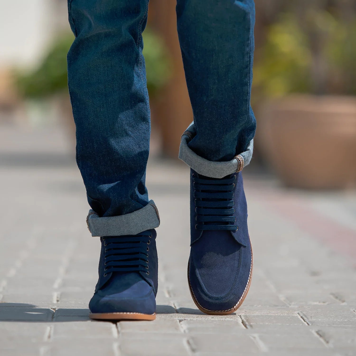 Bearman Moc Toe Blue Suede Boots by Dash Racegear - men Leather Shoes view 7
