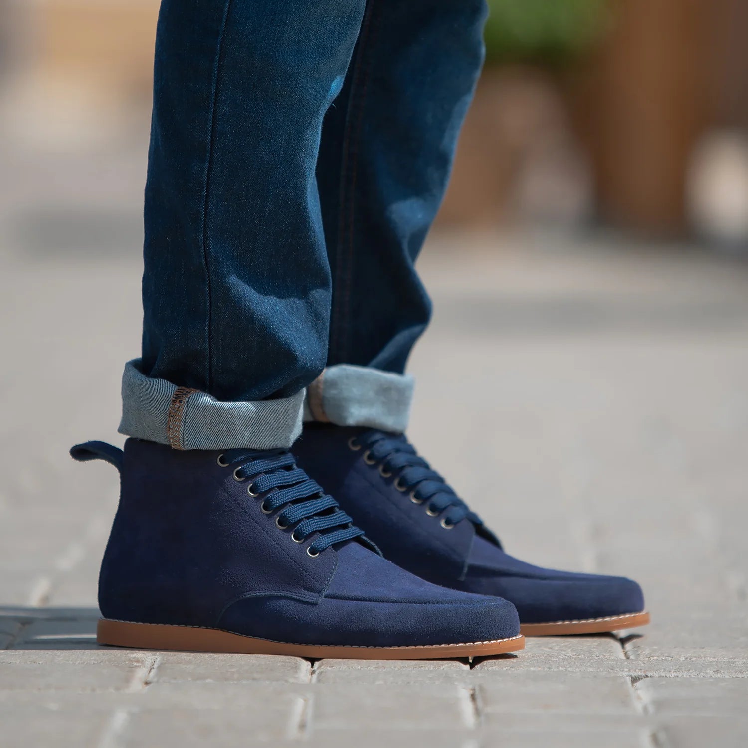 Bearman Moc Toe Blue Suede Boots by Dash Racegear - men Leather Shoes view 8