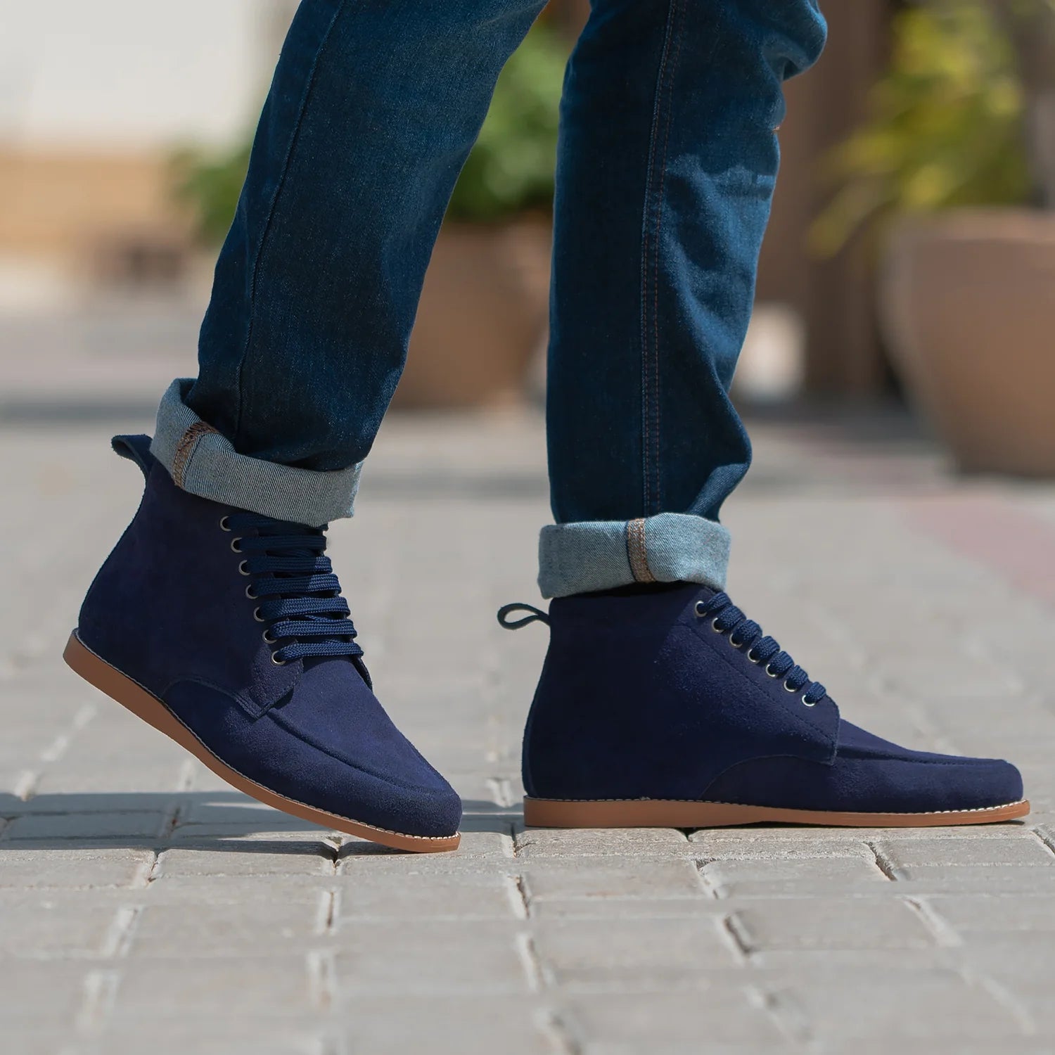 Bearman Moc Toe Blue Suede Boots by Dash Racegear - men Leather Shoes view 9
