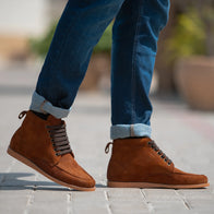 Bearman Moc Toe Brown Suede Boots by Dash Racegear - men Leather Shoes view 9