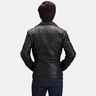 Black Studded Leather Biker Jacket by Dash Racegear - men Jacket view 4