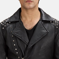 Black Studded Leather Biker Jacket by Dash Racegear - men Jacket view 5