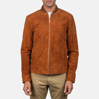 Blain Brown Suede Bomber Jacket by Dash Racegear - men Jacket view 3