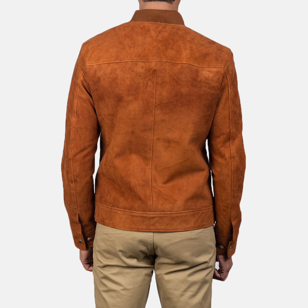 Blain Brown Suede Bomber Jacket by Dash Racegear - men Jacket view 5