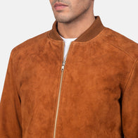 Blain Brown Suede Bomber Jacket by Dash Racegear - men Jacket view 6