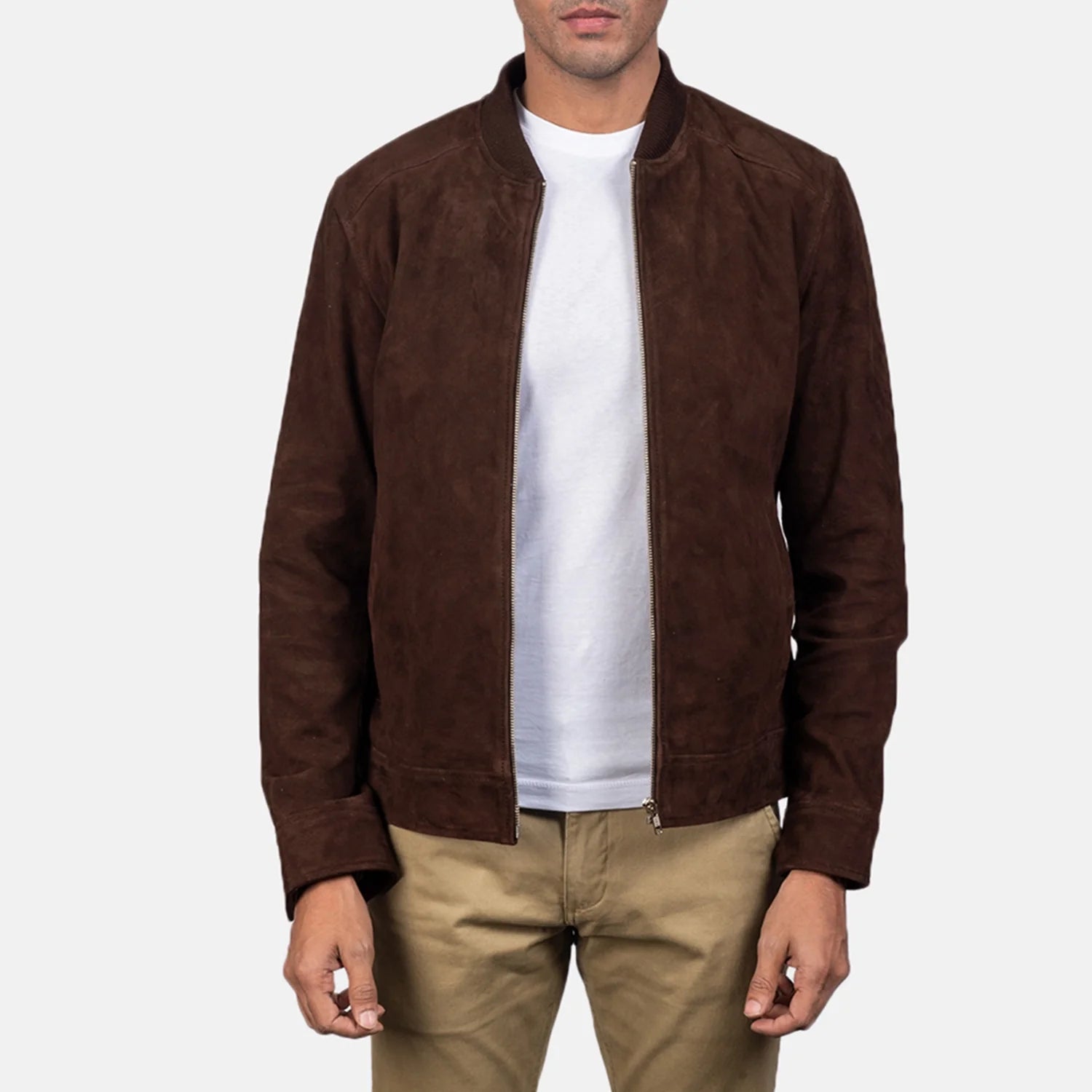 Blain Mocha Suede Bomber Jacket by Dash Racegear - men Jacket view 1