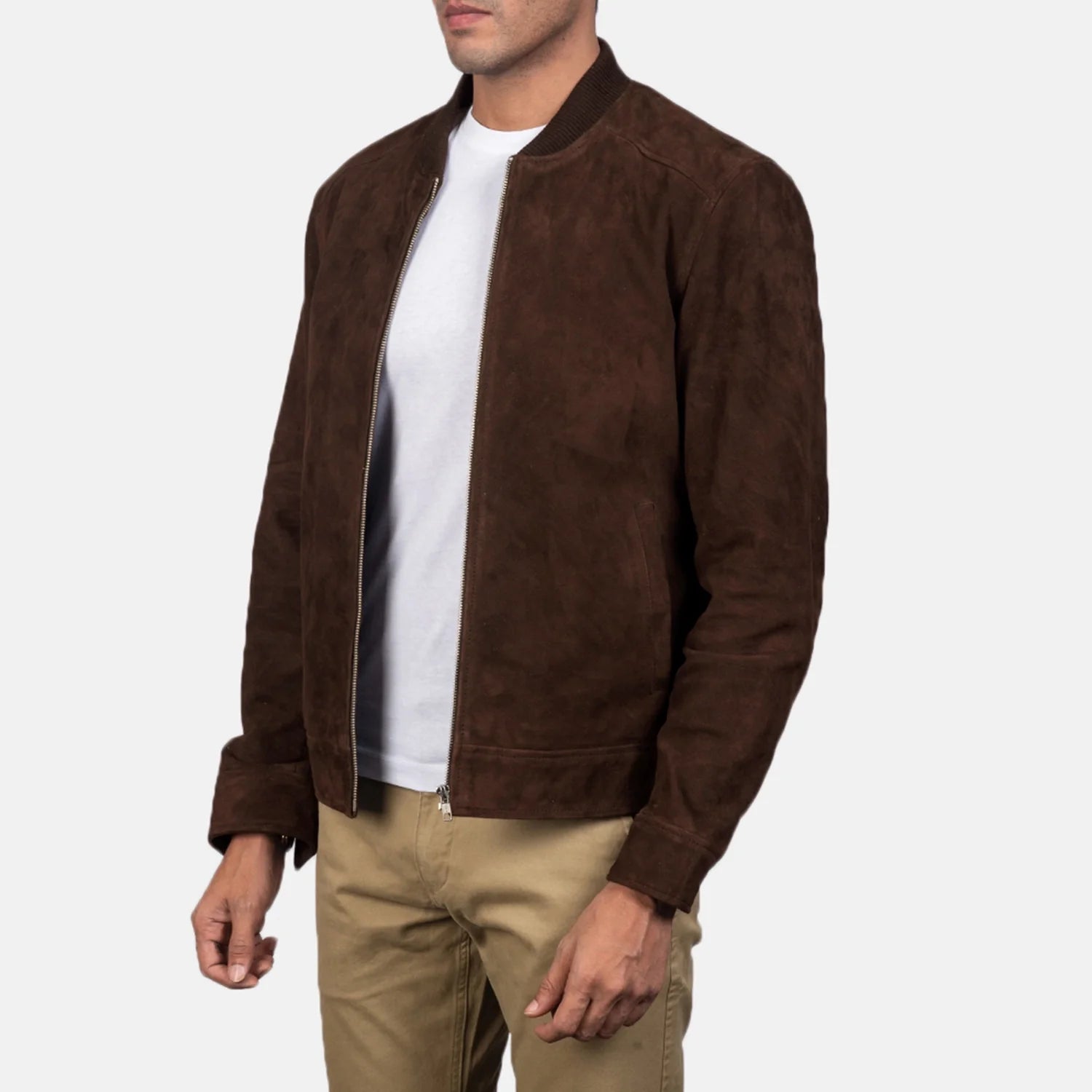 Blain Mocha Suede Bomber Jacket by Dash Racegear - men Jacket view 2