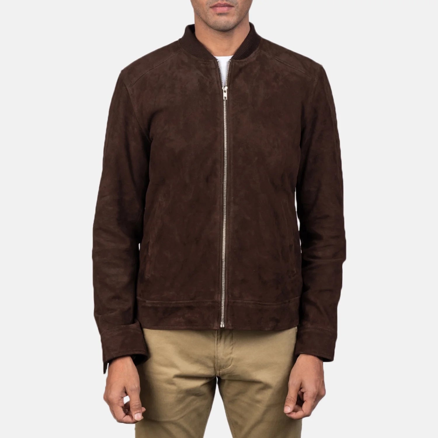 Blain Mocha Suede Bomber Jacket by Dash Racegear - men Jacket view 4