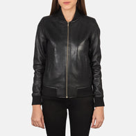 Bliss Black Leather Bomber Jacket by Dash Racegear - women Jacket view 4