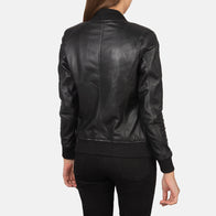 Bliss Black Leather Bomber Jacket by Dash Racegear - women Jacket view 5