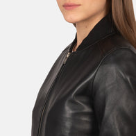 Bliss Black Leather Bomber Jacket by Dash Racegear - women Jacket view 6