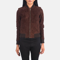 Bliss Brown Suede Bomber Jacket by Dash Racegear - women Jacket view 4