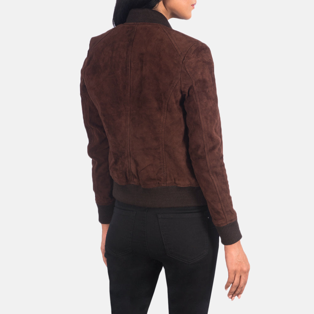 Bliss Brown Suede Bomber Jacket by Dash Racegear - women Jacket view 5