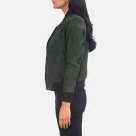 Bliss Green Suede Bomber Jacket by Dash Racegear - women Jacket view 2
