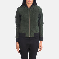 Bliss Green Suede Bomber Jacket by Dash Racegear - women Jacket view 4