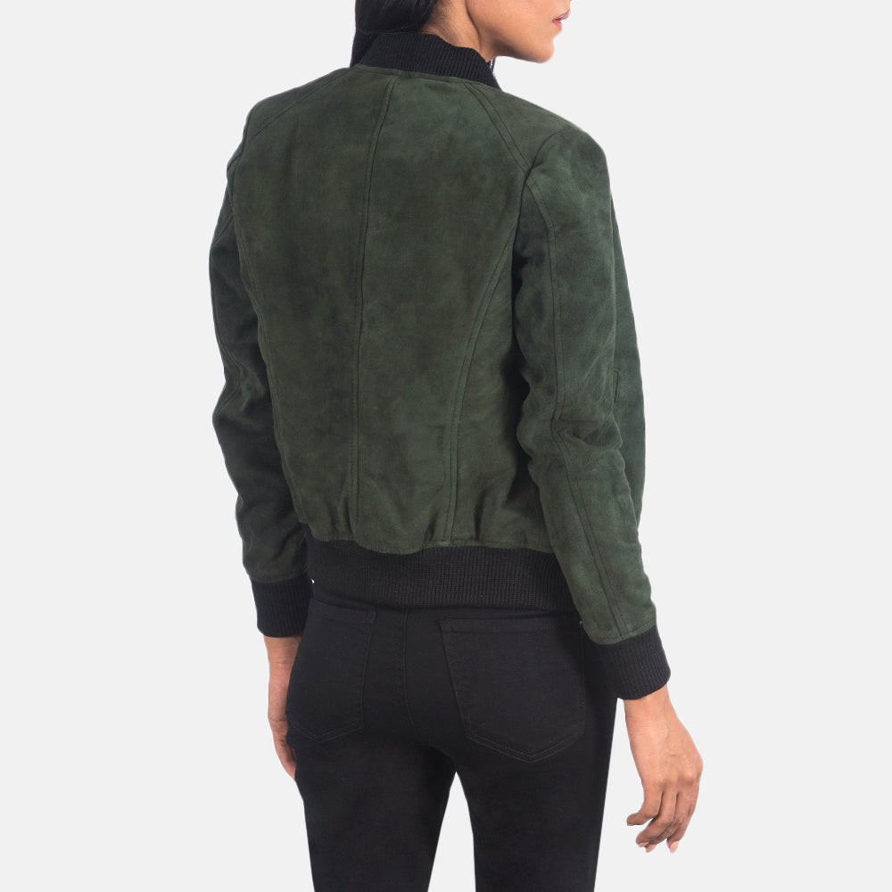Bliss Green Suede Bomber Jacket by Dash Racegear - women Jacket view 5