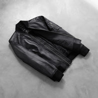 Bomia Ma-1 Black Leather Bomber Jacket by Dash Racegear - men Jacket view 8