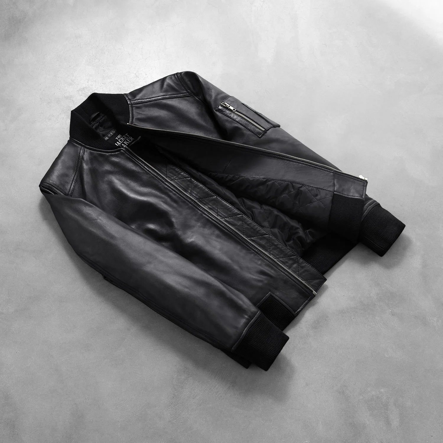 Bomia Ma-1 Black Leather Bomber Jacket by Dash Racegear - men Jacket view 8