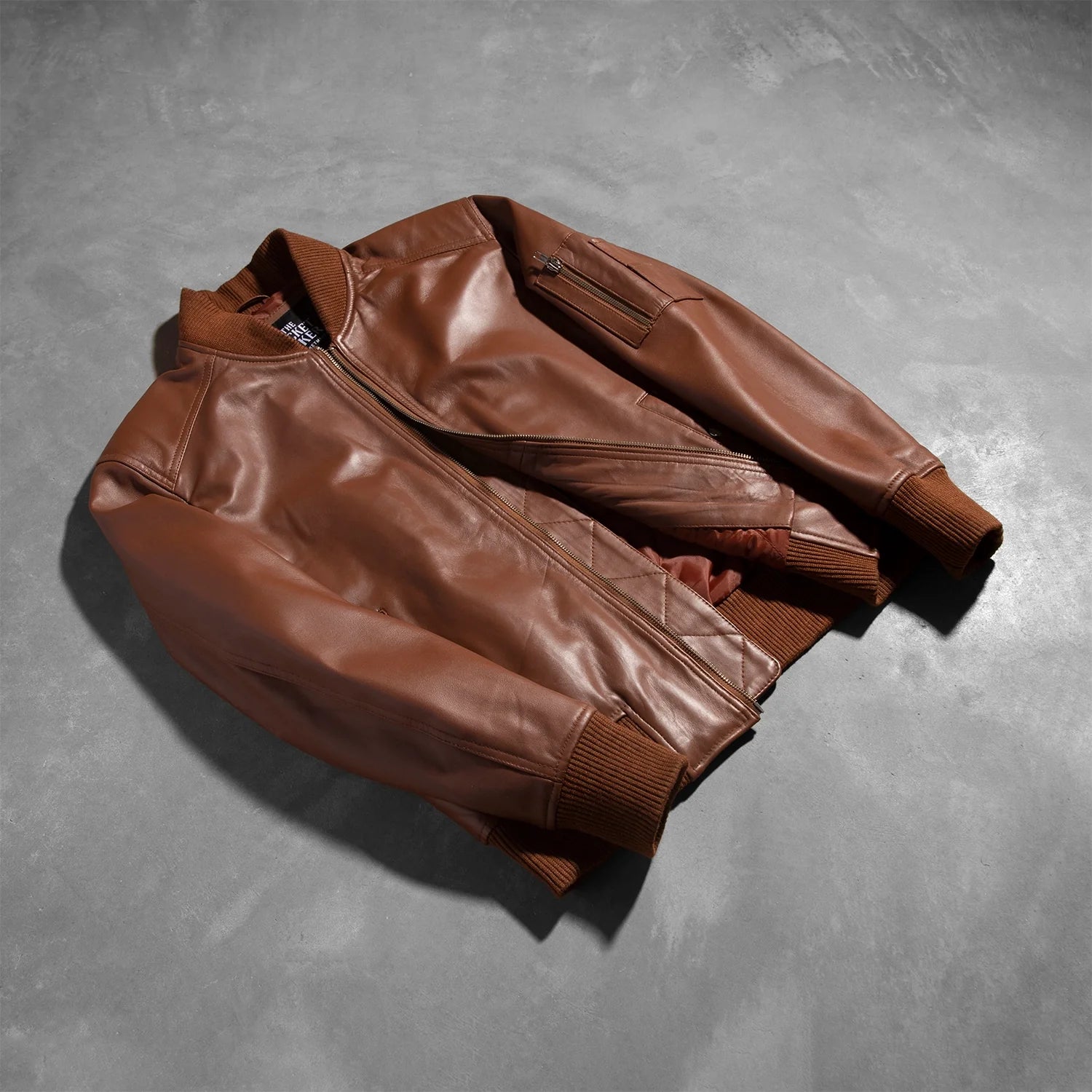 Bomia Ma-1 Brown Leather Bomber Jacket by Dash Racegear - men Jacket view 8